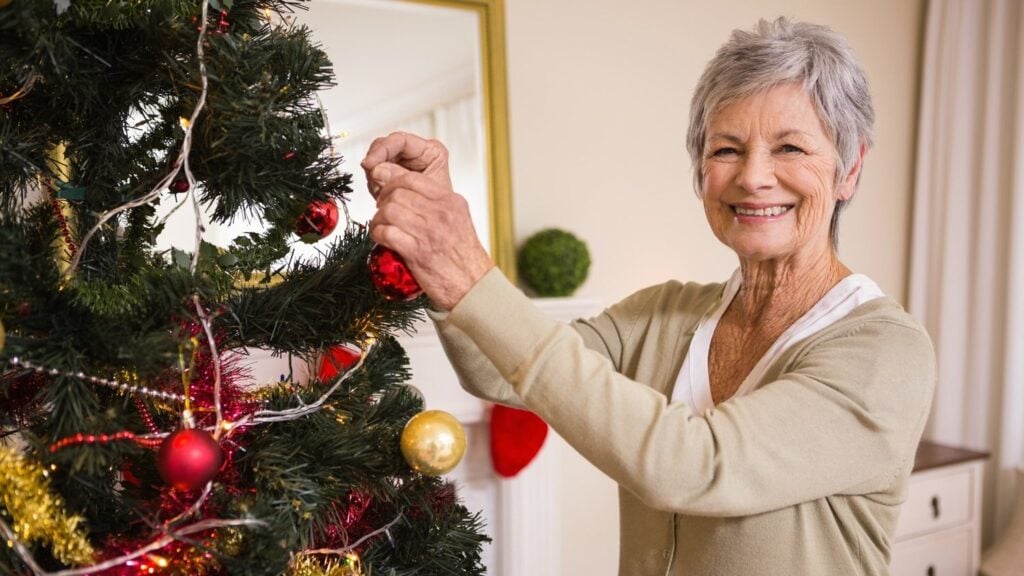 Elderly woman during holidays covid-19 pandemic