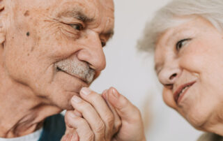 Loving elderly couple who receive home care services