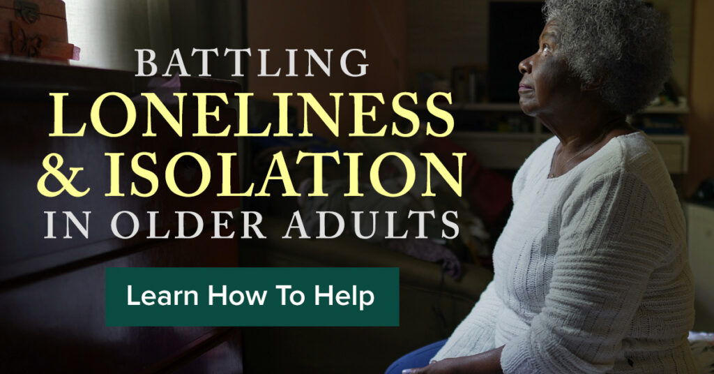 Elderly woman alone looking off into distance