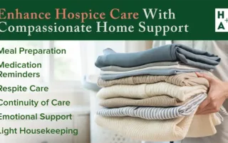 Stack of neatly folded clothes with a hand holding the top, highlighting compassionate home care services like meal preparation, medication reminders, and emotional support for enhancing hospice care.