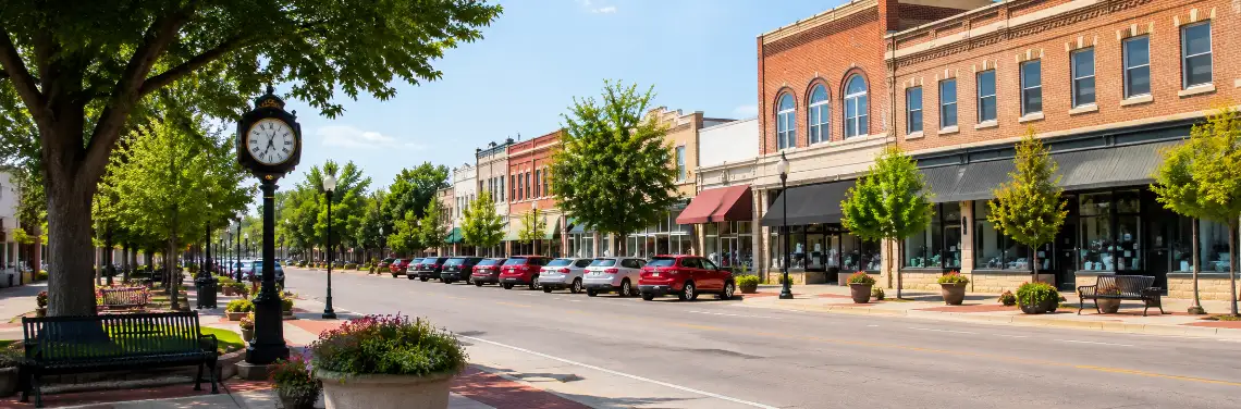 Downtown Waverly, Nebraska streets and local community served by HomeCare Advocacy Network