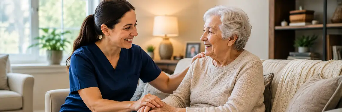 Professional caregiver providing compassionate in-home senior care services in Lincoln, Nebraska