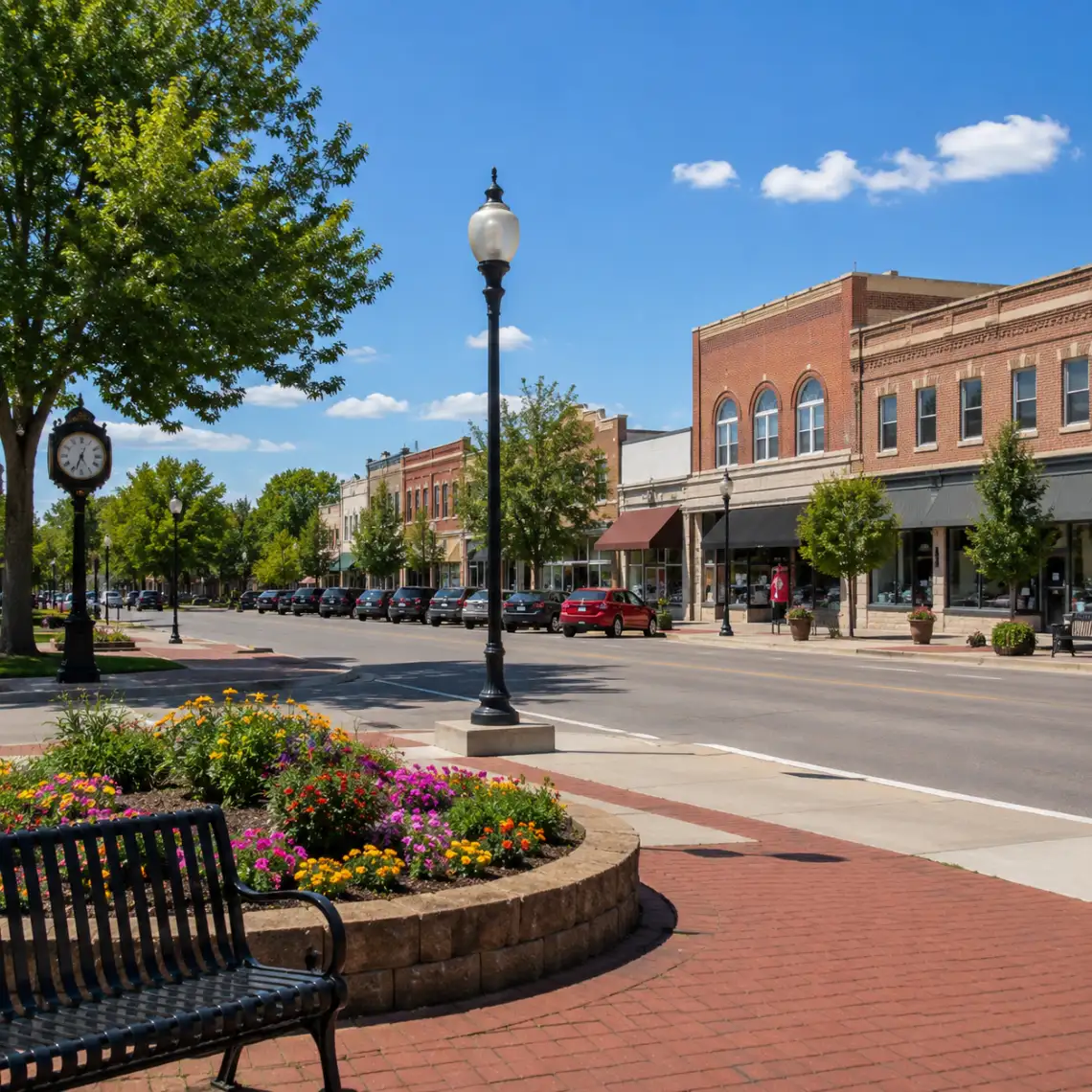 Downtown Waverly, Nebraska community served by HomeCare Advocacy Network senior care services