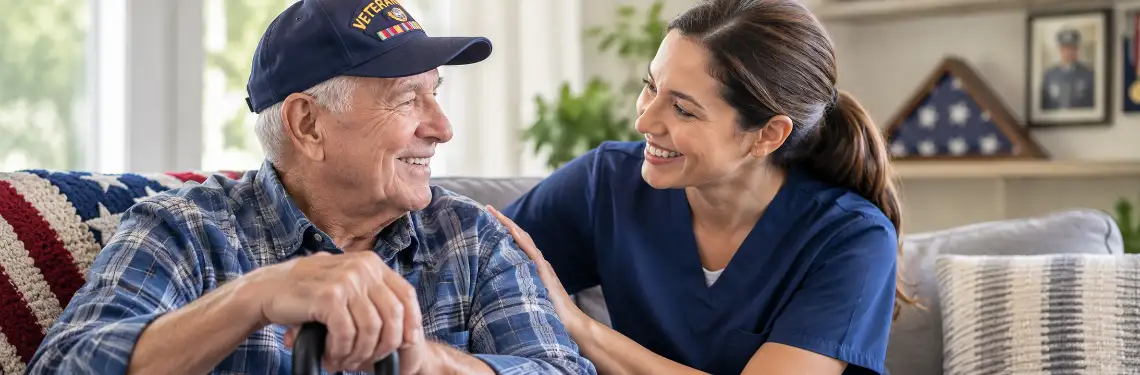 Compassionate caregiver providing personalized in-home care and companionship to a senior veteran in Lincoln, Nebraska.